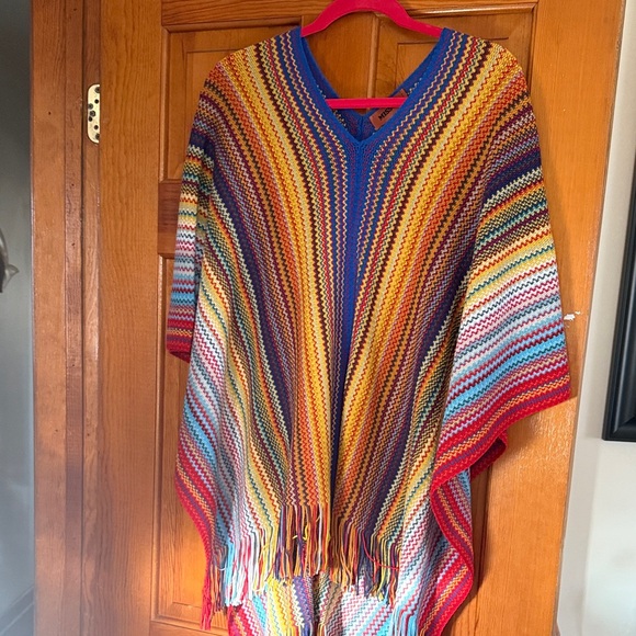 Missoni Sweaters - Missoni Colorful Striped Poncho with Fringe